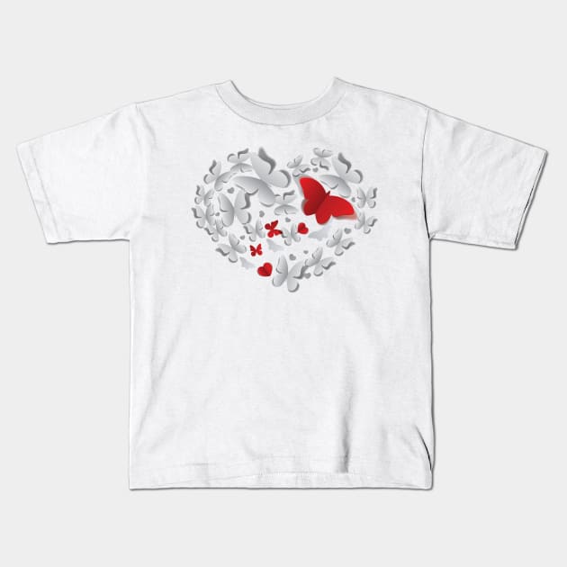 Heart of paper butterflies Kids T-Shirt by AnnArtshock